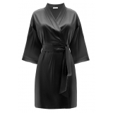 by Dariia Day - Silk Robe - Black Midnight - Fashion - New Collection - Mulberry Silk - Artisan Silk Robe - Luxury