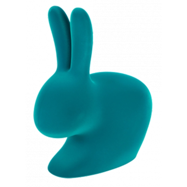 Qeeboo - Rabbit XS Bookend Velvet Finish - Turquoise - Qeeboo by Stefano Giovannoni - Furniture - Home