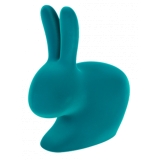Qeeboo - Rabbit XS Bookend Velvet Finish - Turquoise - Qeeboo by Stefano Giovannoni - Furniture - Home