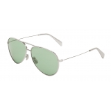 Céline - Metal Frame 01 Sunglasses with Glitter Lenses - Silver Light Green - Sunglasses - Céline Eyewear