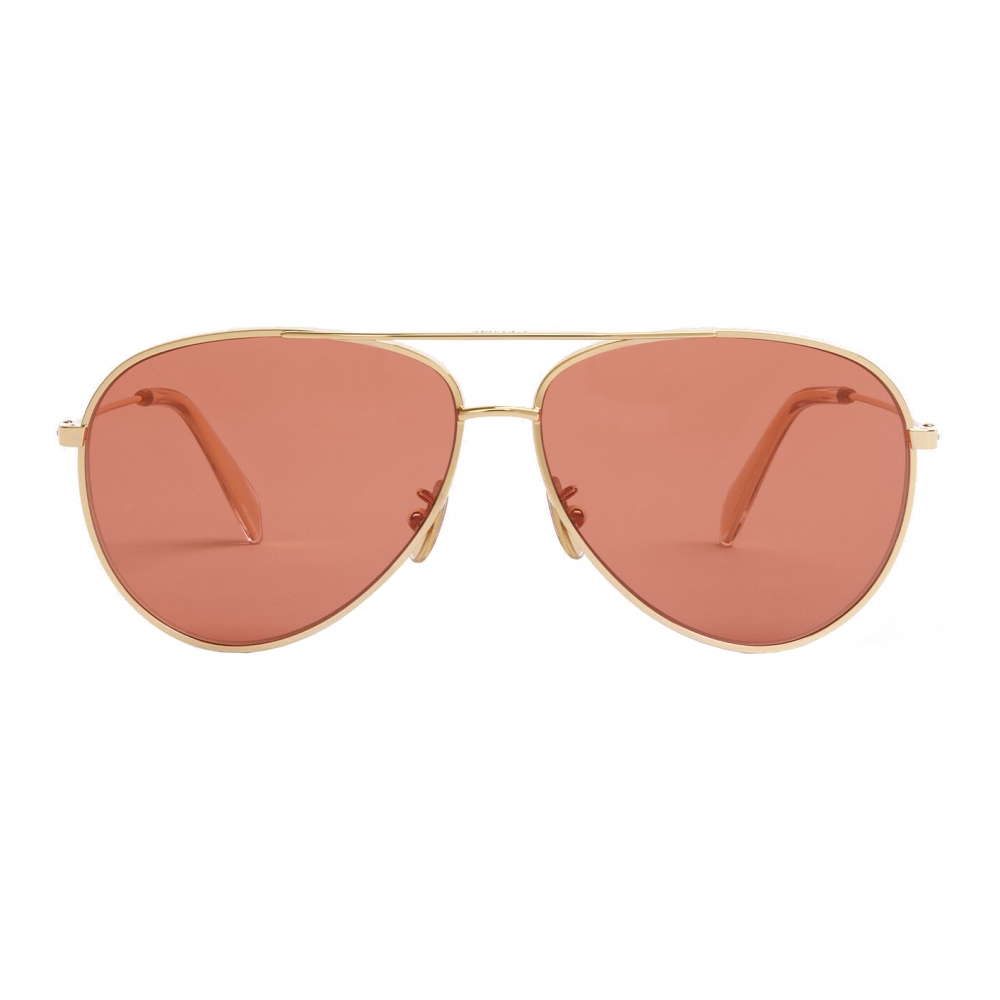 Céline - Metal Frame 01 Sunglasses with Glitter Lenses - Gold Red ...