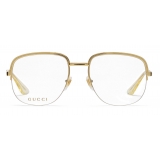 Gucci - Square Metal Sunglasses - Gold - Gucci Eyewear