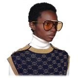 Gucci - Occhiali da Sole Aviator in Metallo e Acetato - Nero Oro - Gucci Eyewear