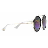 Gucci - Occhiali da Sole Rotondi - Nero Oro - Gucci Eyewear