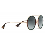 Gucci - Round-Frame Sunglasses - Black Gold - Gucci Eyewear