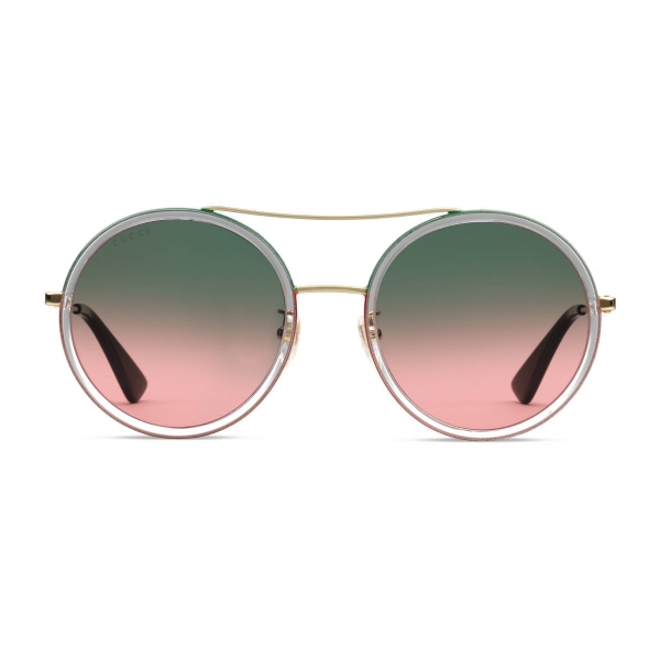 Hummingbird skille sig ud Akkumulering Gucci - Round Metal Sunglasses - Gold Green - Gucci Eyewear - Avvenice