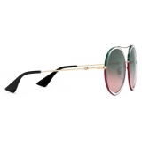 Gucci - Round Metal Sunglasses - Gold Green - Gucci Eyewear