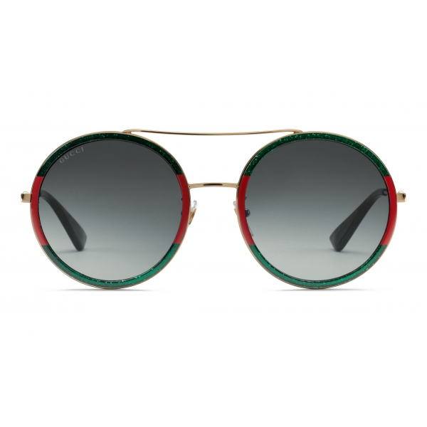Gucci Round Frame Sunglasses Black Gold Gucci Eyewear Avvenice