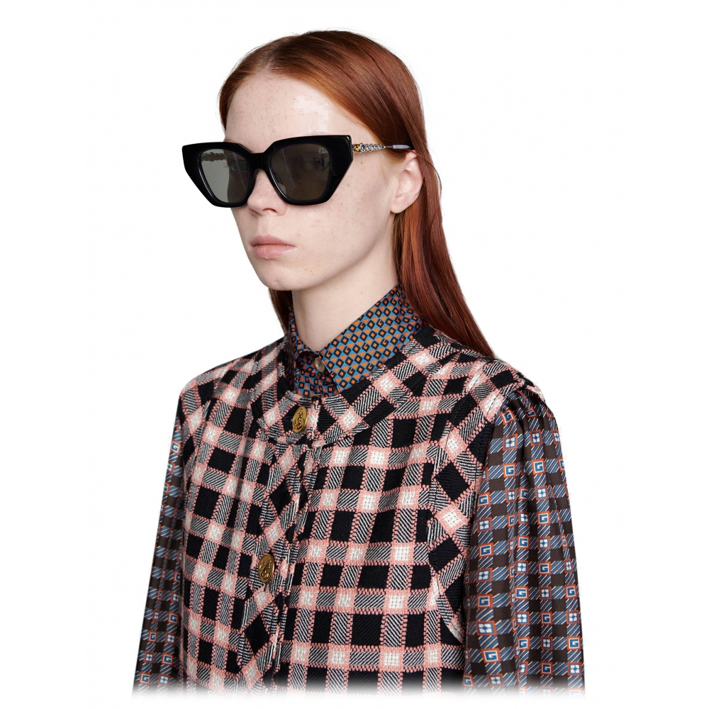 Gucci - Cat-Eye Acetate Sunglasses - Black - Gucci Eyewear - Avvenice