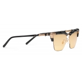 Gucci - Bamboo Effect Cat-Eye Sunglasses - Black Yellow - Gucci Eyewear