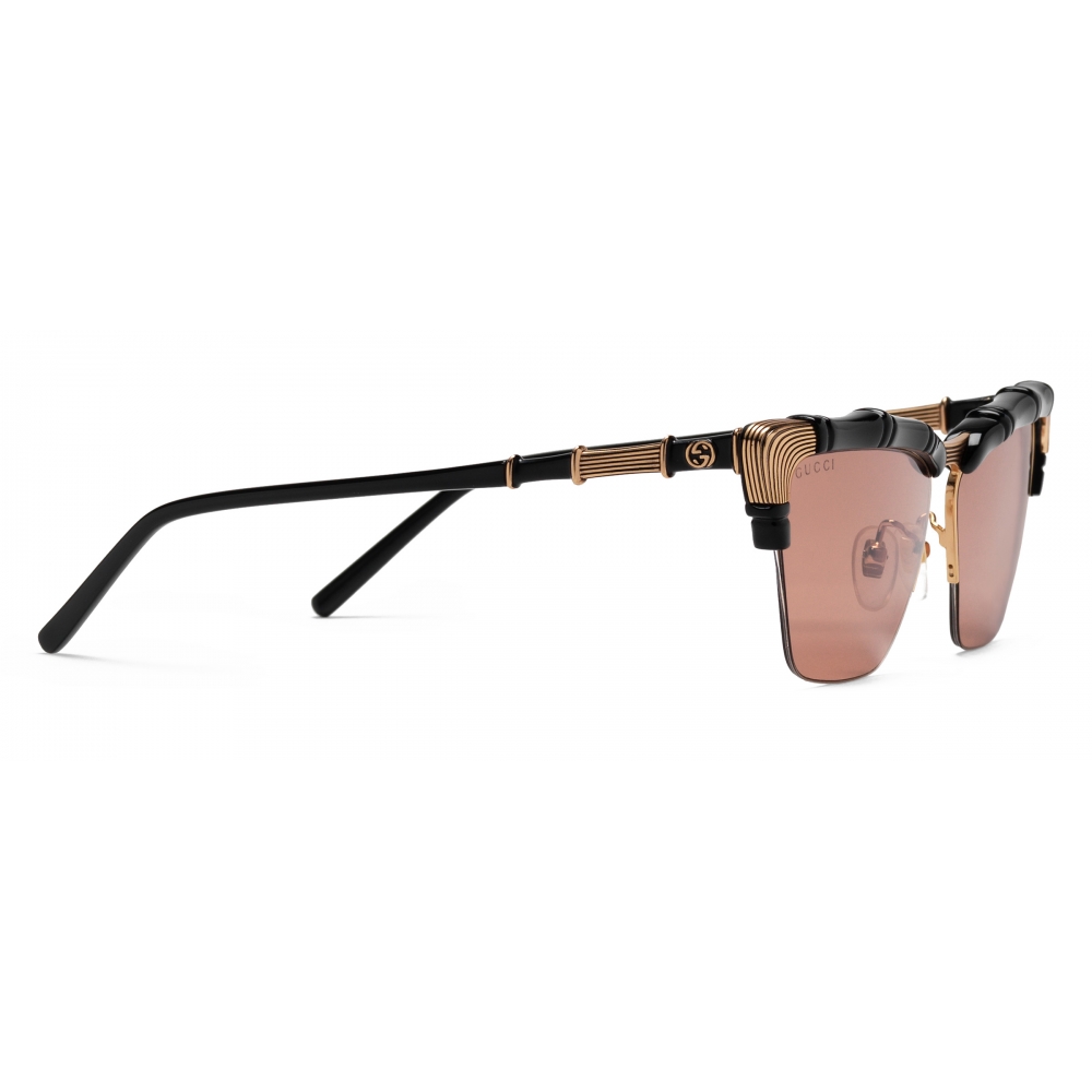 Gucci - Bamboo Effect Cat-Eye Sunglasses - Black Brown - Gucci 