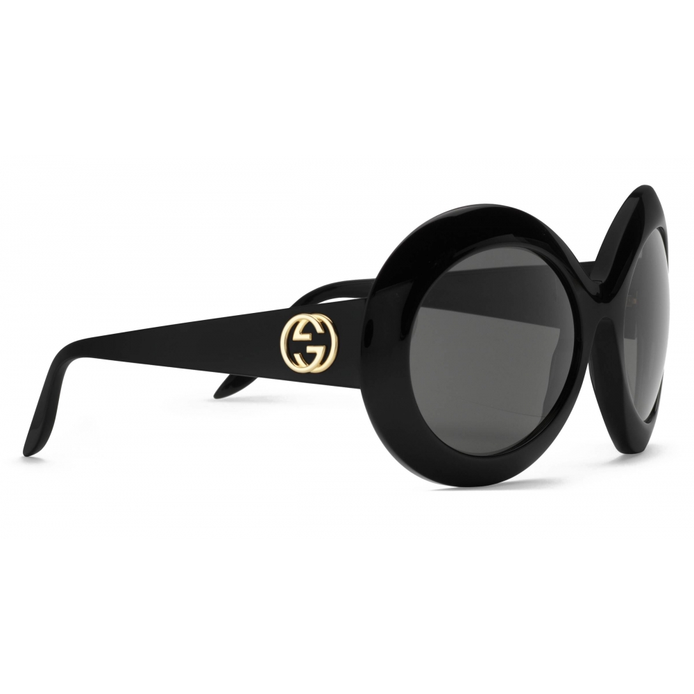 Gucci - Round Acetate Sunglasses - Black - Gucci Eyewear - Avvenice