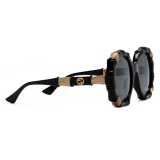 Gucci - Bamboo Effect Round Sunglasses - Black - Gucci Eyewear