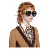 Gucci - Occhiali da Sole Rotondi Effetto Bambù - Nero - Gucci Eyewear
