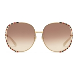 Gucci - Round Metal Sunglasses - Gold Brown - Gucci Eyewear