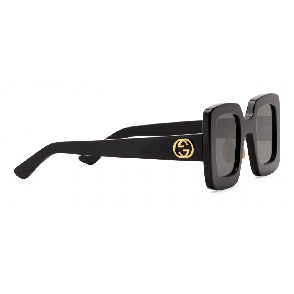 Gucci Square Acetate Sunglasses Black Grey Gucci Eyewear Avvenice