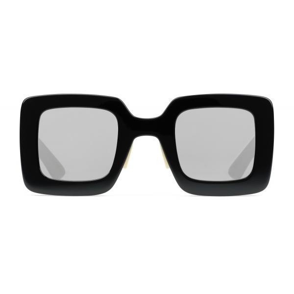 Gucci Square Acetate Sunglasses Black Mirror Grey Gucci Eyewear