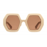 Gucci - Square Acetate Sunglasses - Ivory Brown - Gucci Eyewear