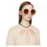 Gucci - Occhiali da Sole Quadrati in Acetato - Avorio Marroni - Gucci Eyewear