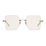 Gucci - Square Metal Sunglasses - Silver Light Pink - Gucci Eyewear