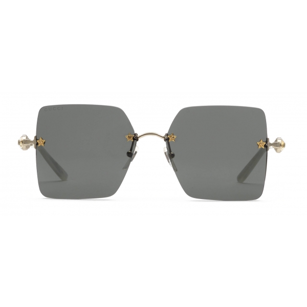 Gucci - Square Metal Sunglasses - Silver Grey - Gucci Eyewear