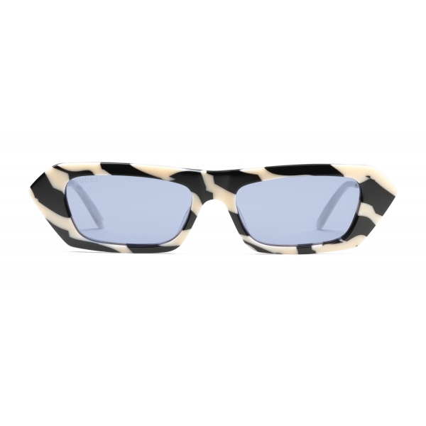 Gucci - Rectangular Sunglasses with Crystals - Zebra Striped - Gucci Eyewear