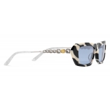 Gucci - Rectangular Sunglasses with Crystals - Zebra Striped - Gucci Eyewear
