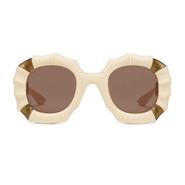 Gucci - Occhiali da Sole con Dettagli in Metallo - Avorio - Gucci Eyewear