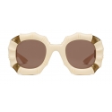 Gucci - Round Sunglasses with Metal Details - Ivory - Gucci Eyewear