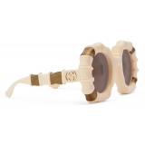 Gucci - Round Sunglasses with Metal Details - Ivory - Gucci Eyewear