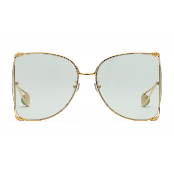 Gucci - Oversize Round Metal Sunglasses - Gold - Gucci Eyewear