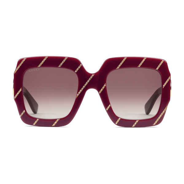 Gucci - Occhiali da Sole con Righe in Cristalli - Bordeaux - Gucci Eyewear