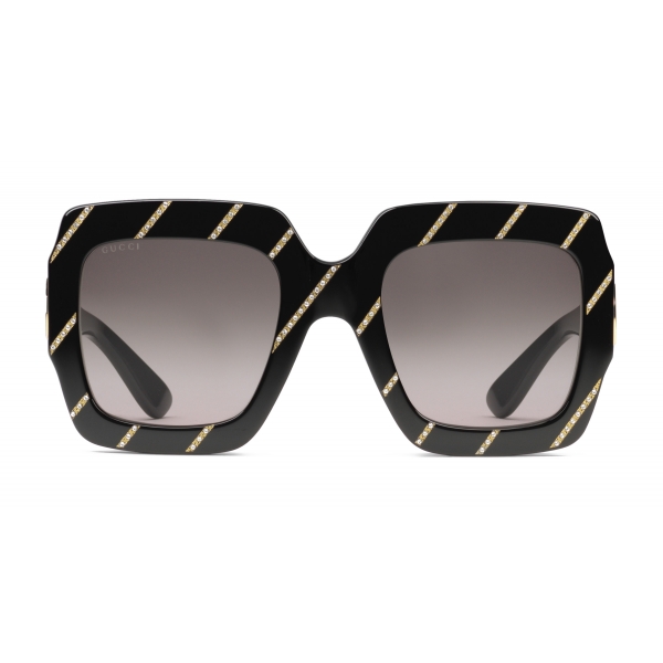 Gucci - Crystal Striped Square Sunglasses - Black - Gucci Eyewear ...