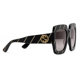 Gucci - Crystal Striped Square Sunglasses - Black - Gucci Eyewear