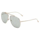 Fendi - FF Family - Oversize Pilot Sunglasses - Gold Green - Sunglasses - Fendi Eyewear