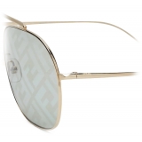 Fendi - FF Family - Oversize Pilot Sunglasses - Gold Green - Sunglasses - Fendi Eyewear