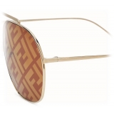 Fendi - FF Family - Oversize Pilot Sunglasses - Gold Brown - Sunglasses - Fendi Eyewear