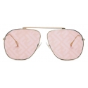 Fendi - FF Family - Oversize Pilot Sunglasses - Gold Pink - Sunglasses - Fendi Eyewear