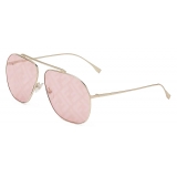 Fendi - FF Family - Oversize Pilot Sunglasses - Gold Pink - Sunglasses - Fendi Eyewear