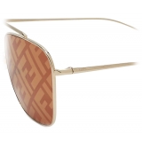 Fendi - FF Family - Square Caravan Sunglasses - Gold Brown - Sunglasses - Fendi Eyewear
