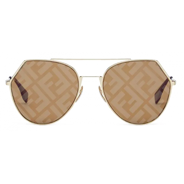 Fendi - Eyeline - Occhiali da Sole Aviatore - Oro Marrone - Occhiali da Sole - Fendi Eyewear