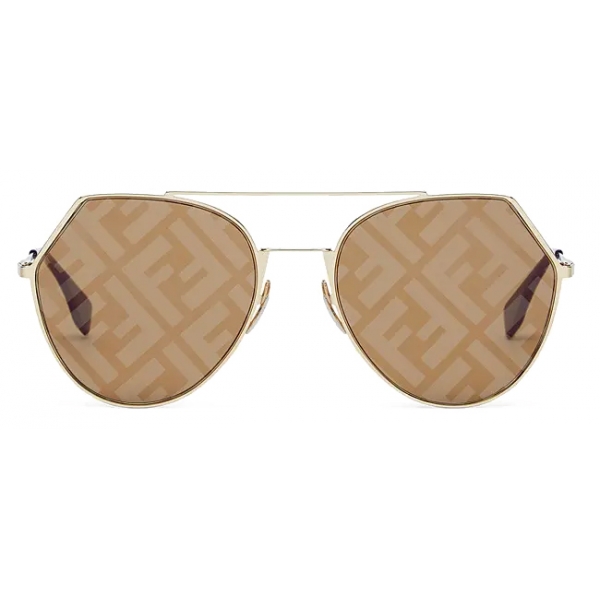 Fendi - Eyeline - Aviator Sunglasses - Gold Brown - Sunglasses - Fendi  Eyewear - Avvenice