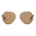 Fendi - Eyeline - Occhiali da Sole Aviatore - Oro Marrone - Occhiali da Sole - Fendi Eyewear