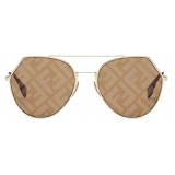 Fendi - Eyeline - Aviator Sunglasses - Gold Brown - Sunglasses - Fendi Eyewear