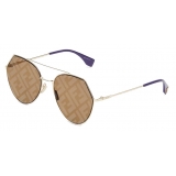 Fendi - Eyeline - Occhiali da Sole Aviatore - Oro Marrone - Occhiali da Sole - Fendi Eyewear