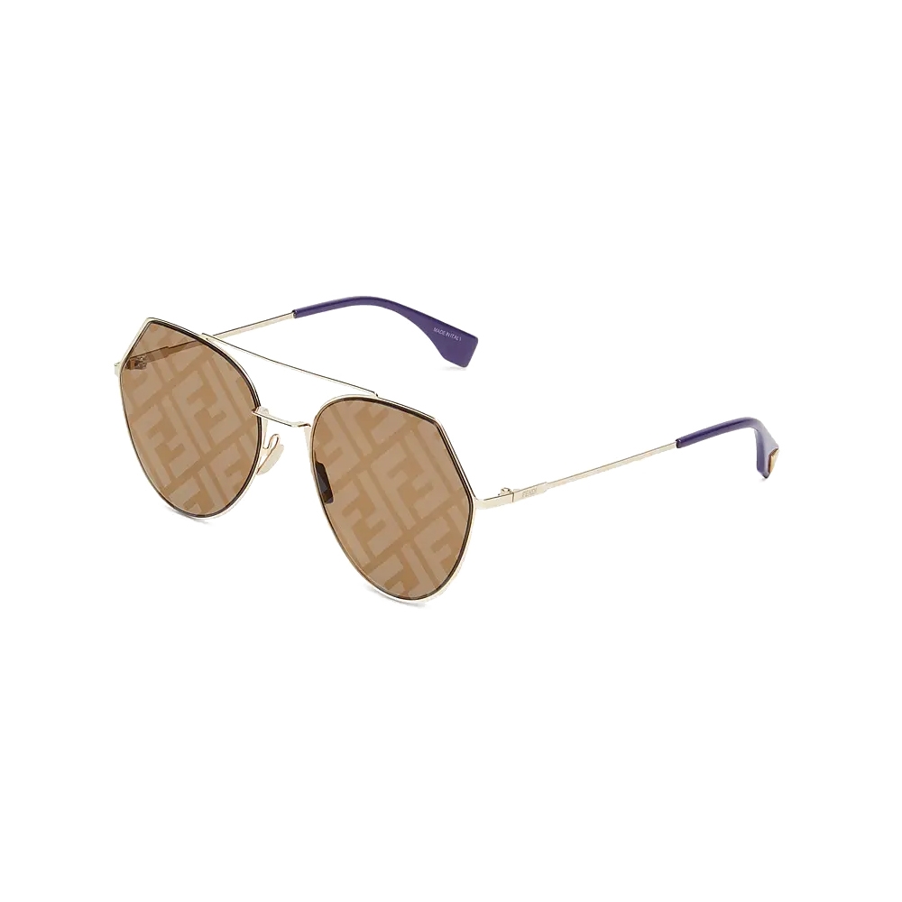 Fendi - FF Family - Oversize Pilot Sunglasses - Gold Brown - Sunglasses - Fendi  Eyewear - Avvenice