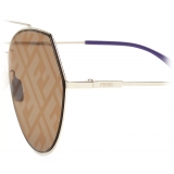 Fendi - Eyeline - Occhiali da Sole Aviatore - Oro Marrone - Occhiali da Sole - Fendi Eyewear