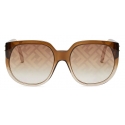 Fendi - Fendi Dawn - Occhiali da Sole Rotondi Oversize - Marrone - Occhiali da Sole - Fendi Eyewear