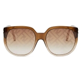 Fendi - Fendi Dawn - Occhiali da Sole Rotondi Oversize - Marrone - Occhiali da Sole - Fendi Eyewear