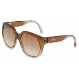 Fendi - Fendi Dawn - Occhiali da Sole Rotondi Oversize - Marrone - Occhiali da Sole - Fendi Eyewear